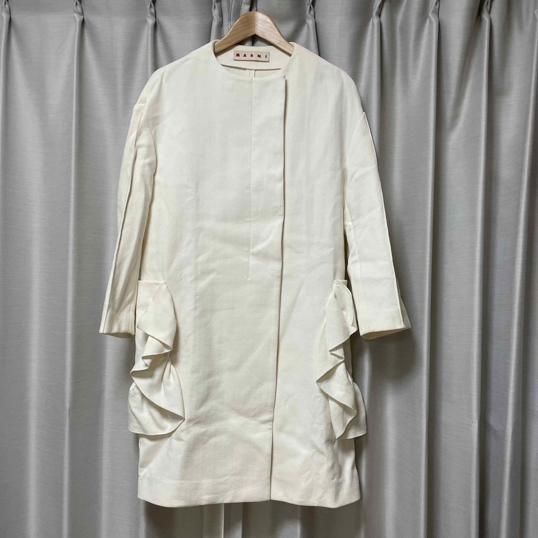MARNI ノーカラーフリルコート MARNI ノーカラーフリルコート