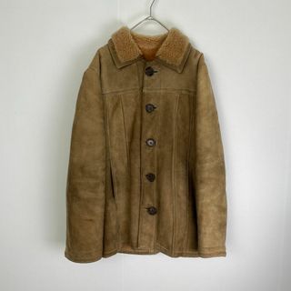 ヴィンテージ　ムートンコート　本革　リアルレザー　古着　メンズS M相当(その他)