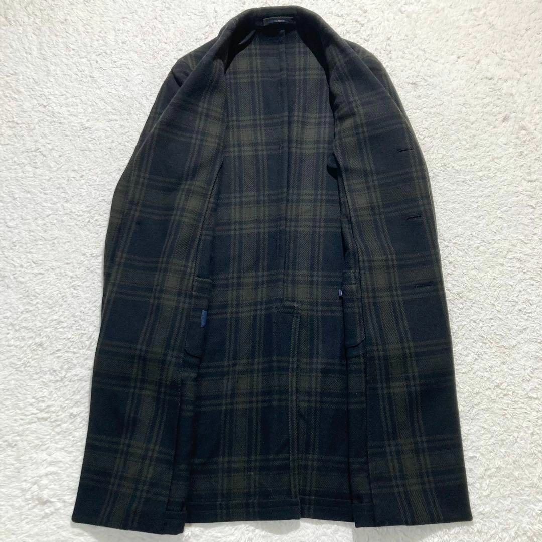 現行☆未使用級】LARDINI チェスターコート ブラック チェック 現行☆未使用級】LARDINI チェスターコート ブラック チェック