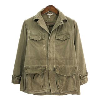 60年代 フランス軍 後期型 M-47 フィールドジャケット ヴィンテージ ユーロ ミリタリー ヘリンボーン (メンズ XS相当) 中古 古着 S4944(ミリタリージャケット)