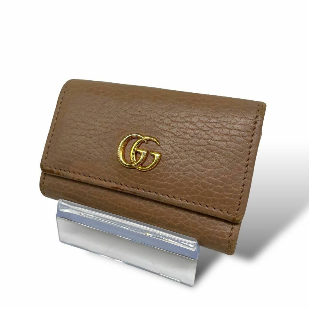 グッチ GUCCI キーケース 6連 GGマーモント レザー ベージュ グッチ GUCCI キーケース 6連 GGマーモント レザー ベージュ