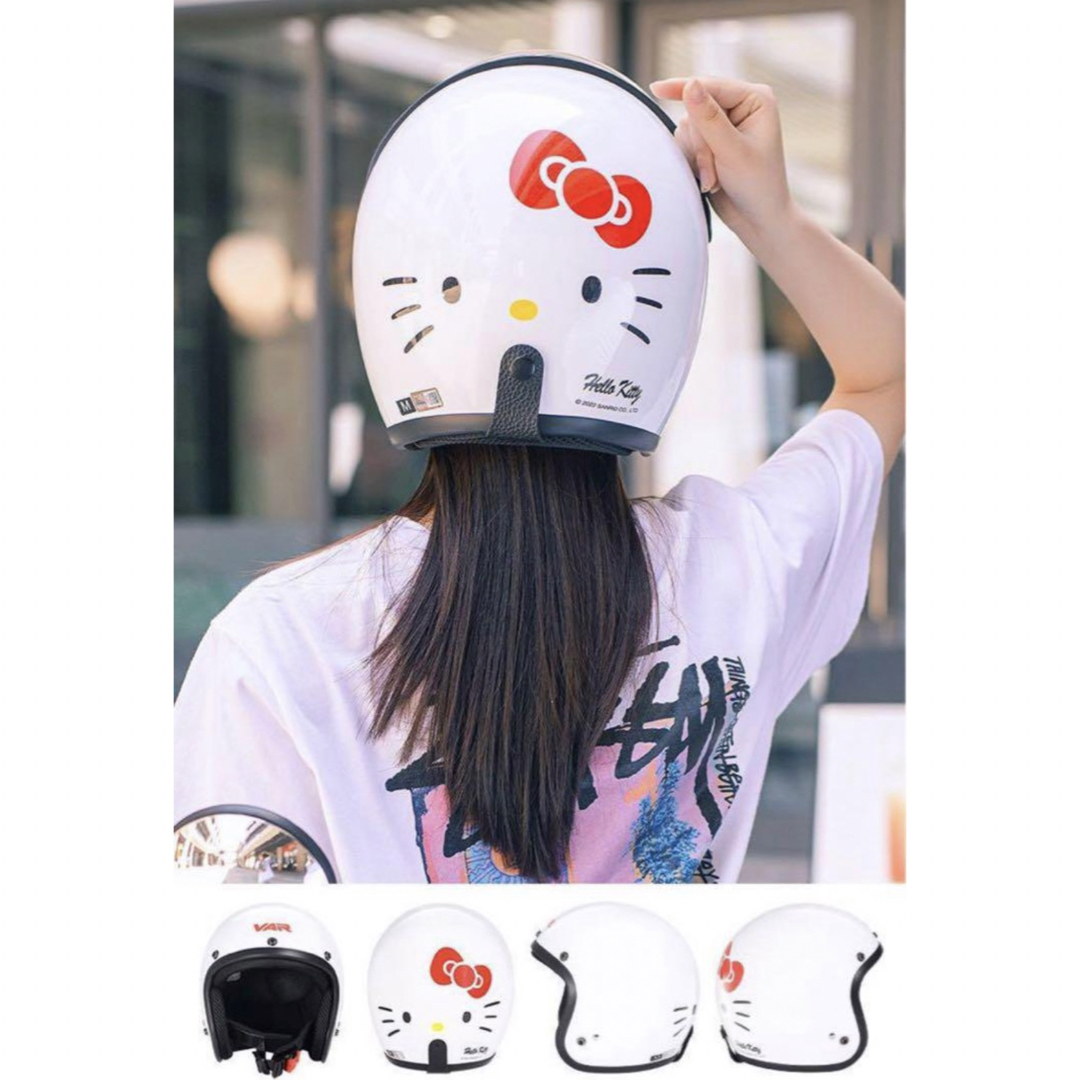 Hello Kitty ジェットヘルメットライトピンク原付レトロ Hello Kitty ジェットヘルメットライトピンク原付レトロ