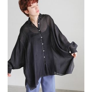 セレクトモカ(SELECT MOCA)のselect MOCA ドルマンスリーブ 配色ステッチ シアーシャツ ブラウス(シャツ/ブラウス(長袖/七分))