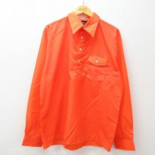 XL★古着 長袖 シャツ メンズ 80年代 80s オレンジ 24nov18 中古 トップス(シャツ)