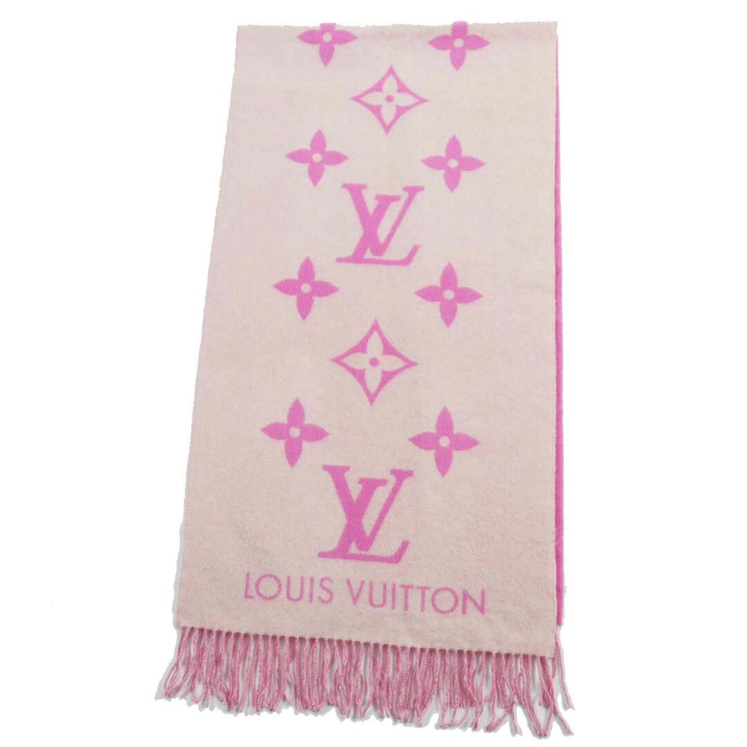 LOUIS VUITTON - 極美品◎LOUIS VUITTON ルイヴィトン M76066 エシャルプ・レイキャビック カシミヤ100％ モノグラム・ジャイアント マフラー／ショール ローズ 箱付き UK製 レディース