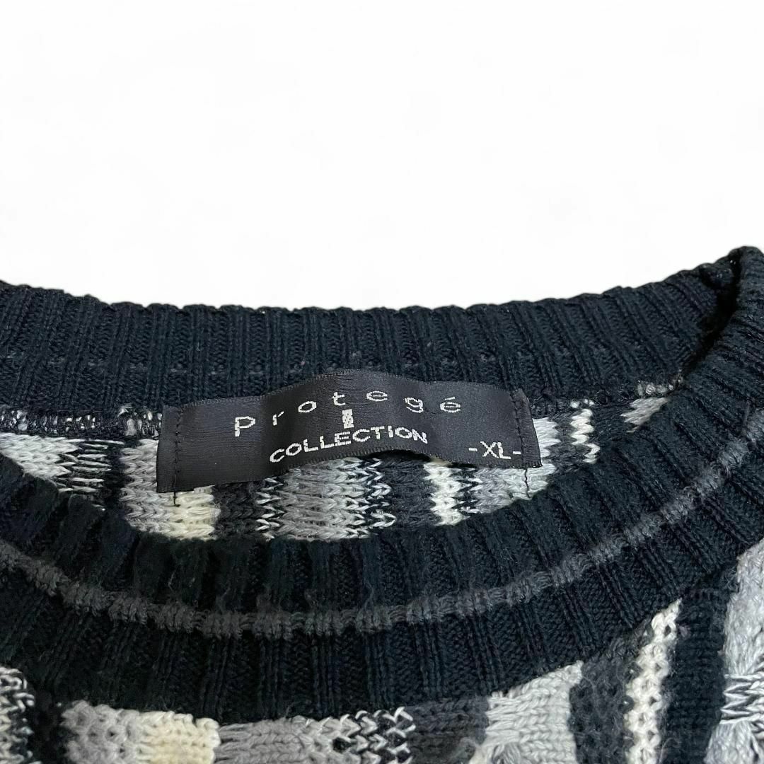 ART VINTAGE - 総柄3Dニットセーターストライプ古着メンズxl立体 ART VINTAGE - 総柄3Dニットセーターストライプ古着メンズxl立体