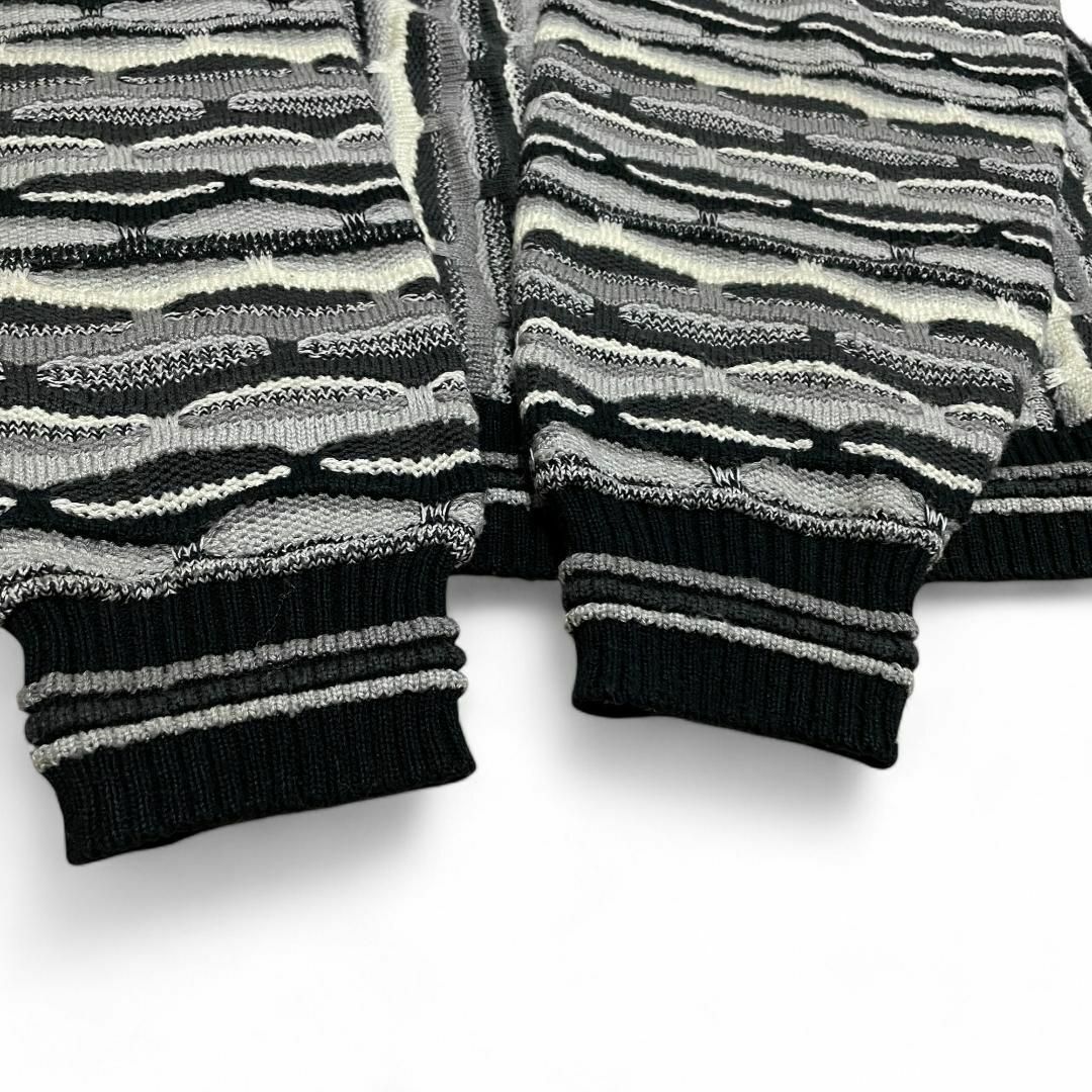 ART VINTAGE - 総柄3Dニットセーターストライプ古着メンズxl立体 ART VINTAGE - 総柄3Dニットセーターストライプ古着メンズxl立体