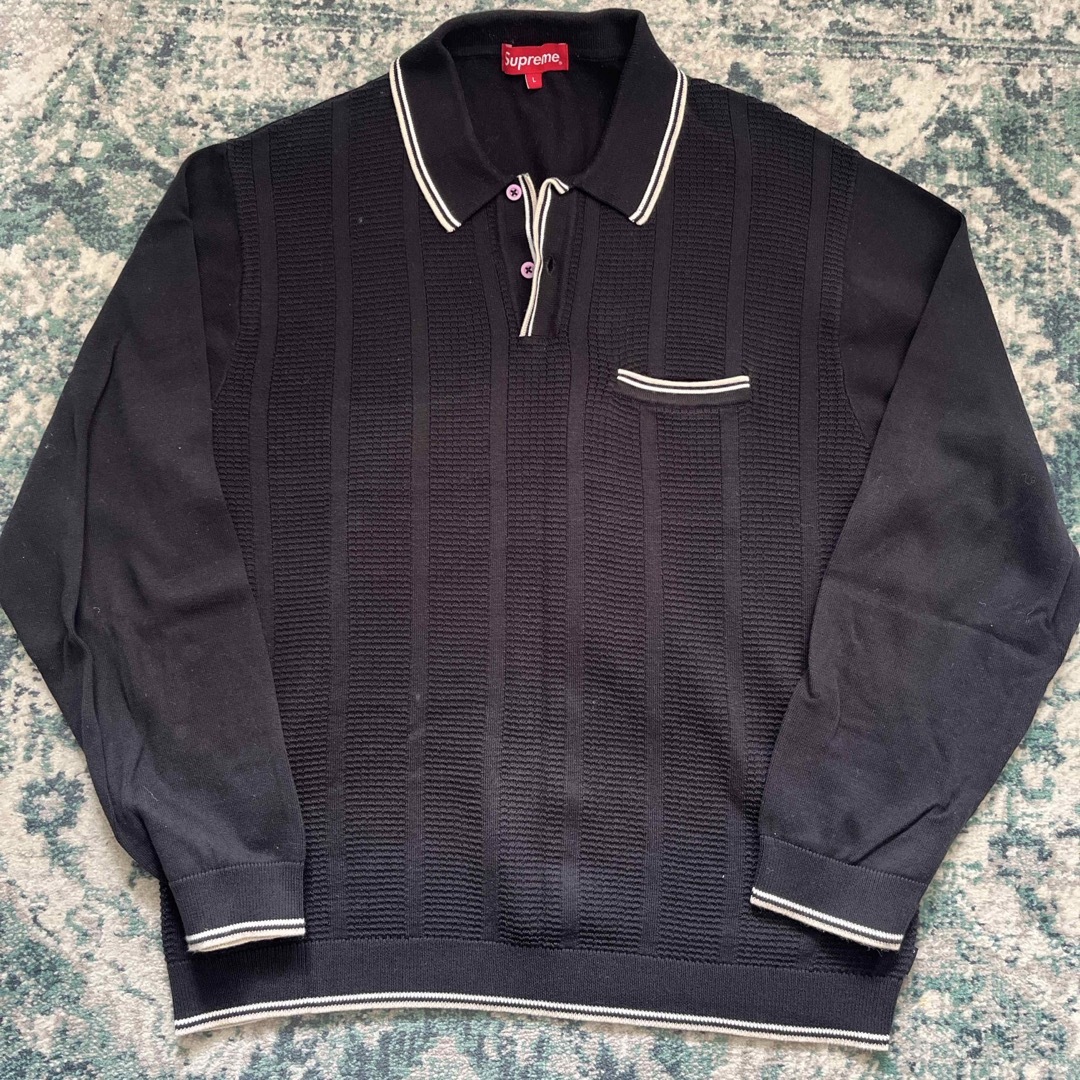 Supreme - Supreme Stripe Rib L/S Knit Poloの通販 by m1.3's Supreme - Supreme Stripe Rib L/S Knit Poloの通販 by m1.3's