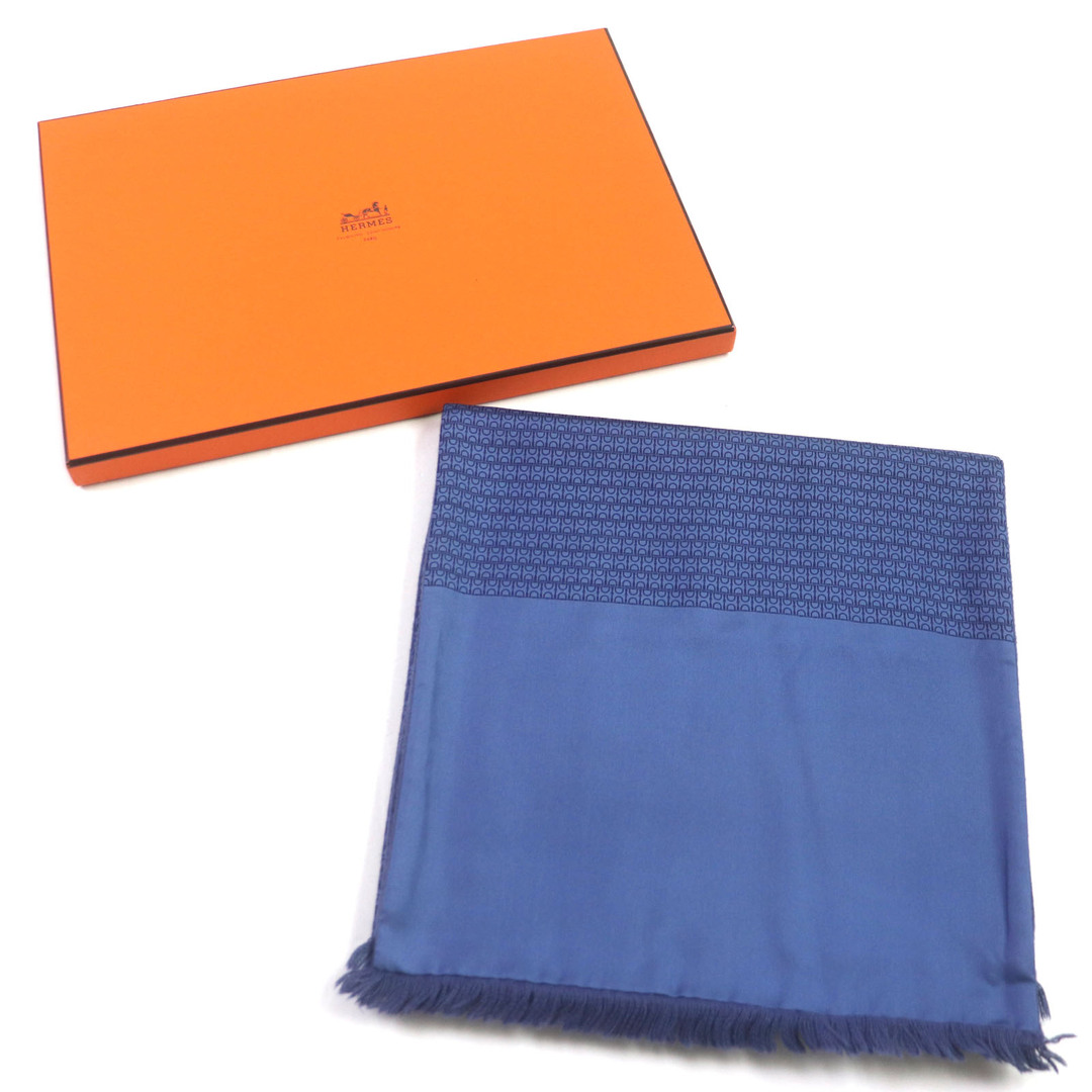 超美品HERMES リバーシブルマフラー ストール シルクxアンゴラ H 超美品HERMES リバーシブルマフラー ストール シルクxアンゴラ H