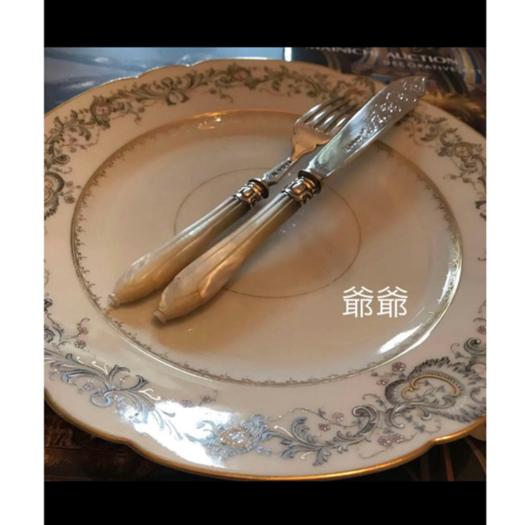 英国製/純銀 スターリングシルバー/白蝶貝ハンドル/ナイフ 英国製/純銀 スターリングシルバー/白蝶貝ハンドル/ナイフ