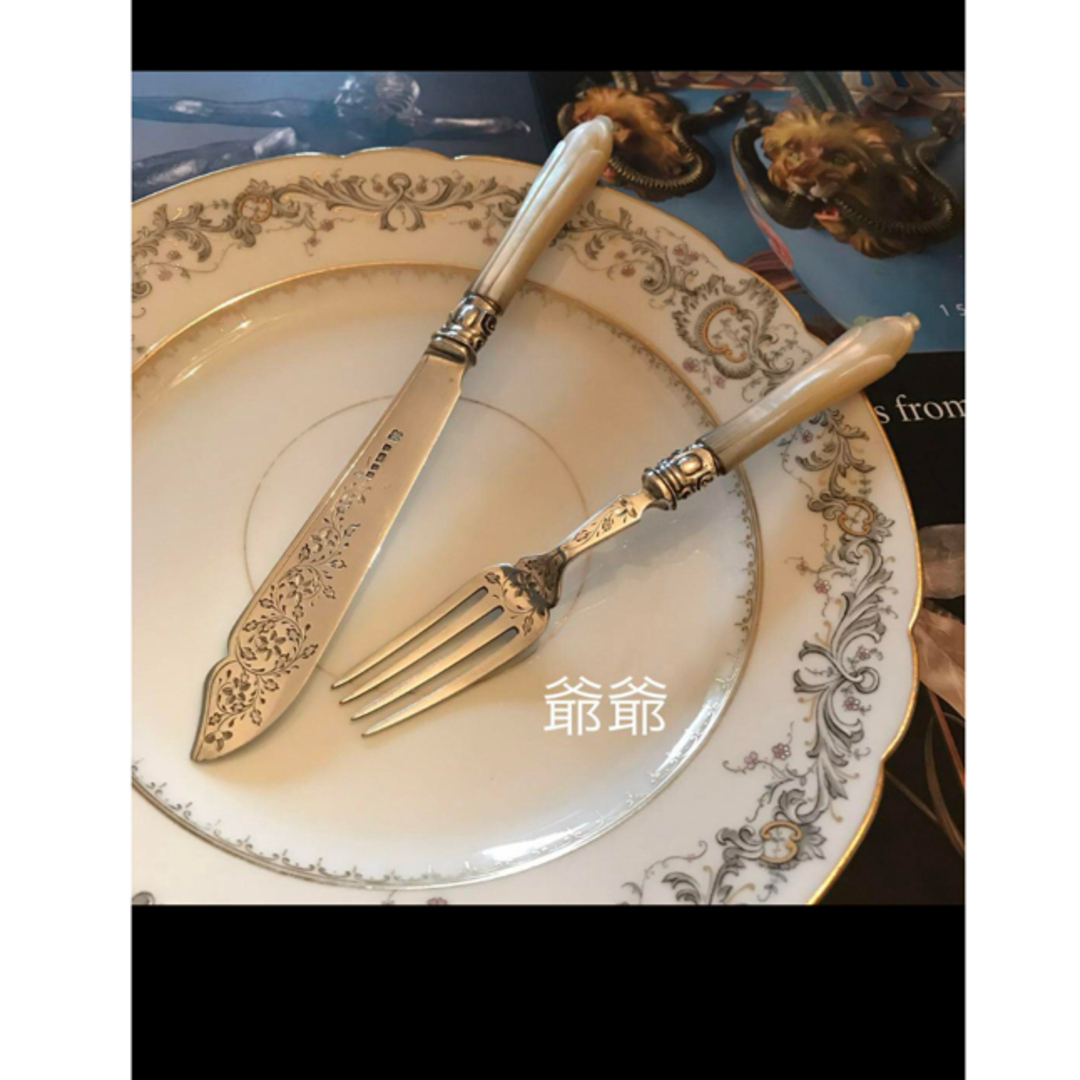 英国製/純銀 スターリングシルバー/白蝶貝ハンドル/ナイフ 英国製/純銀 スターリングシルバー/白蝶貝ハンドル/ナイフ