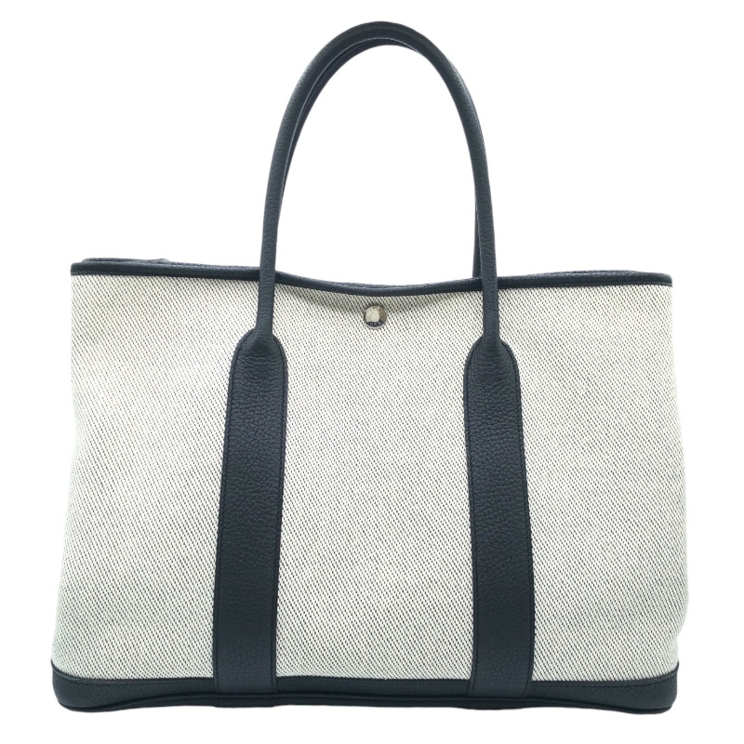 HERMES - 　エルメス HERMES ガーデンパティーPM ホワイト・ブラック トワル・ネゴンダ レディース ハンドバッグ