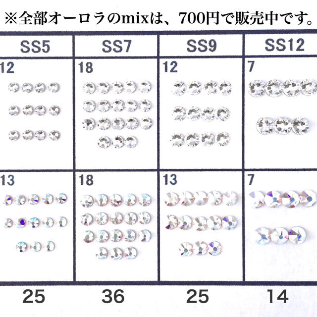 SWAROVSKI(スワロフスキー)の☆*゜ネイルサイズ【スワロフスキー】クリスタル&オーロラ＋マーメイドカラーmix コスメ/美容のネイル(デコパーツ)の商品写真