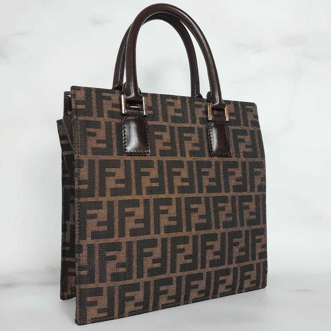 FENDI ズッカ柄 ハンドバッグ トートバッグ キャンバス レザー FENDI ズッカ柄 ハンドバッグ トートバッグ キャンバス レザー