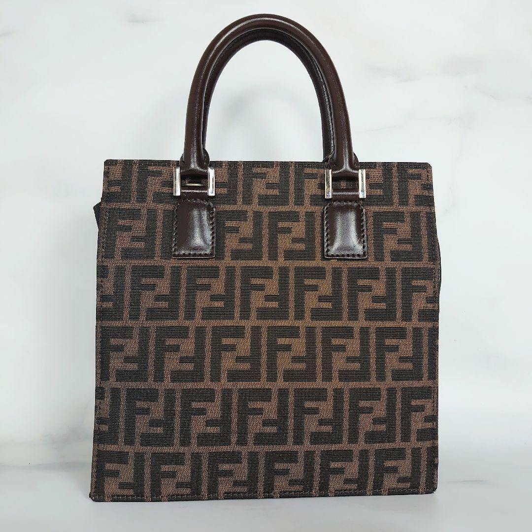 FENDI ズッカ柄 ハンドバッグ トートバッグ キャンバス レザー FENDI ズッカ柄 ハンドバッグ トートバッグ キャンバス レザー