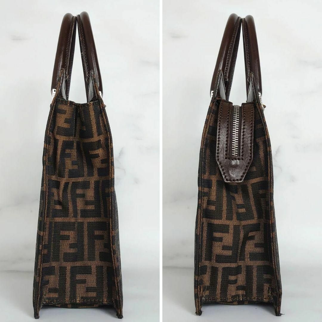 FENDI ズッカ柄 ハンドバッグ トートバッグ キャンバス レザー FENDI ズッカ柄 ハンドバッグ トートバッグ キャンバス レザー