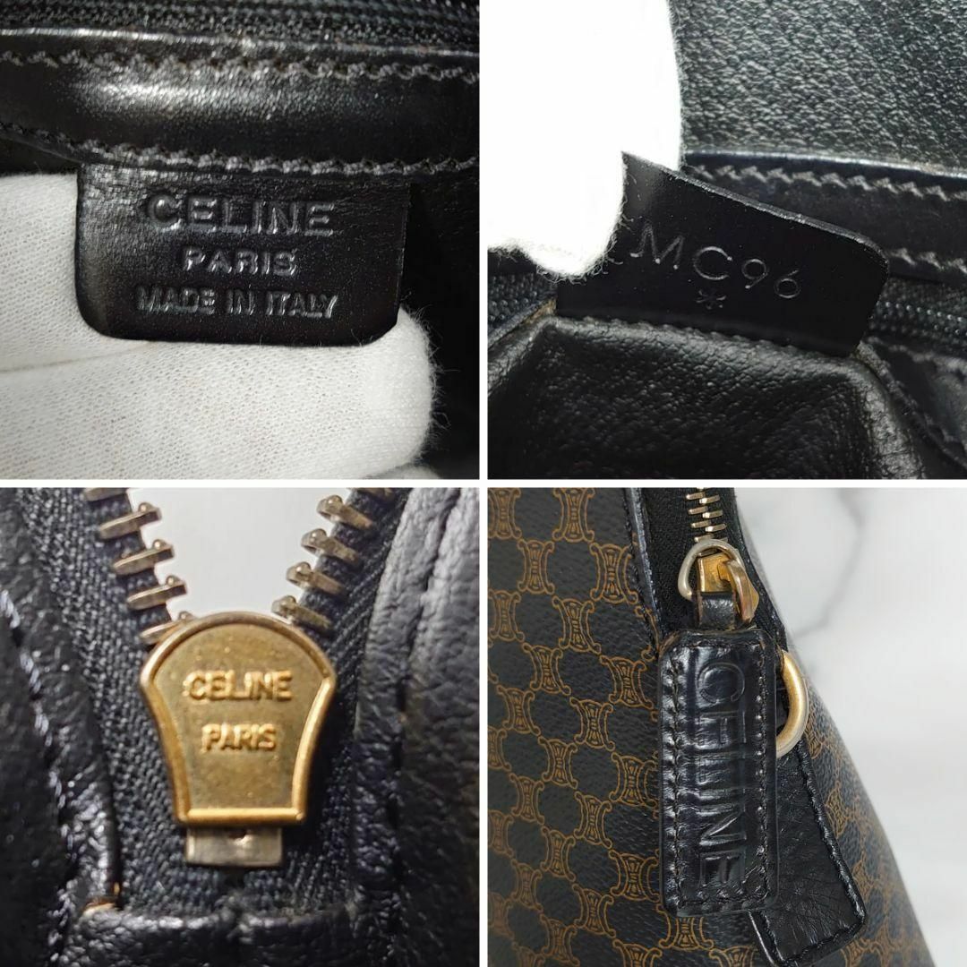 CELINE セリーヌ マカダム柄 黒 ブラック ハンドバッグ PVC レザー CELINE セリーヌ マカダム柄 黒 ブラック ハンドバッグ PVC レザー