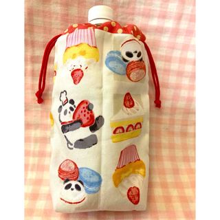 パンダスィーツ柄☆ハンドメイド☆ペットボトルカバー☆アイボリー(その他)