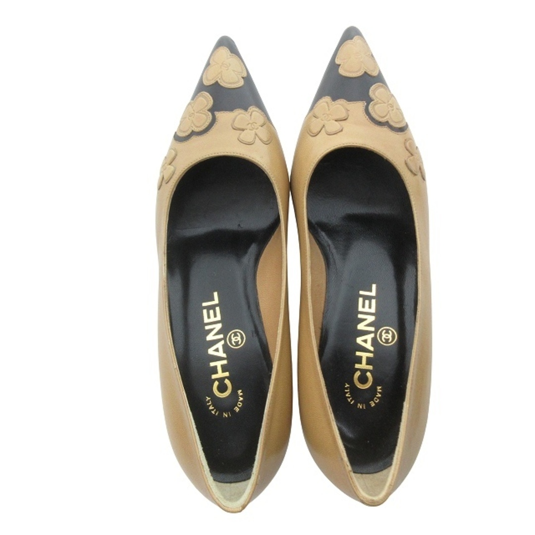 CHANEL バイカラー パンプス ベージュ 黒 約22.5㎝ IBO57 CHANEL バイカラー パンプス ベージュ 黒 約22.5㎝ IBO57