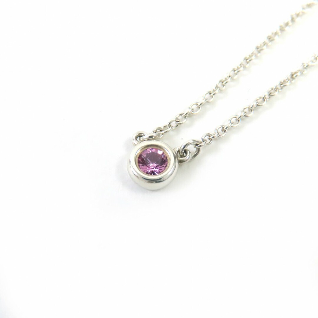 美品△TIFFANY&Co. ティファニー エルサペレッティ カラー バイ ザ ヤード 1Pピンクサファイア ペンダント ネックレス SV925 シルバー 重量1.8g レディース スペイン製 大人気 オススメ◎