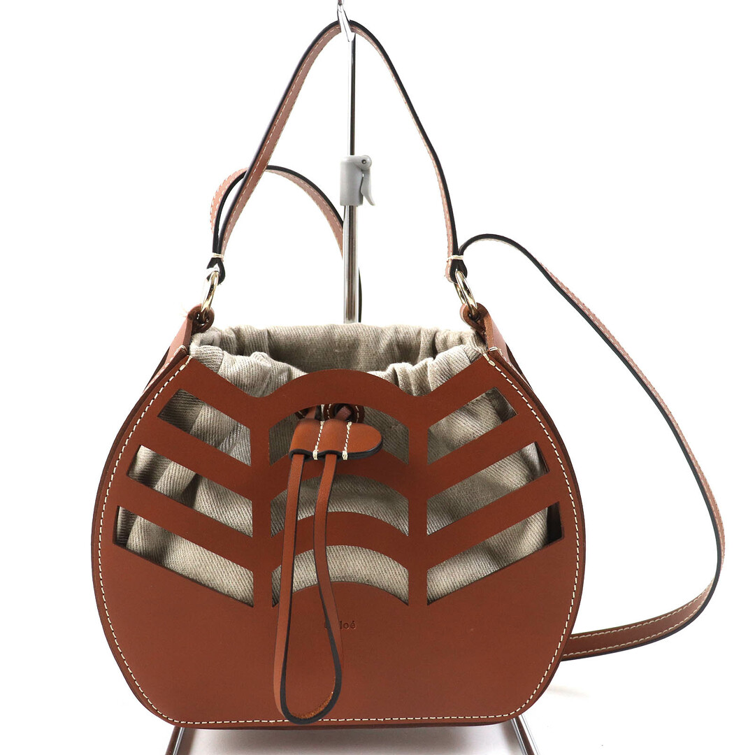 Chloe - 未使用品△Chloe クロエ CHC22US479G07247 KAYAN ドローストリング バスケット カットアウトデザイン レザー ショルダーバッグ ブラウン 保存袋付き レディース