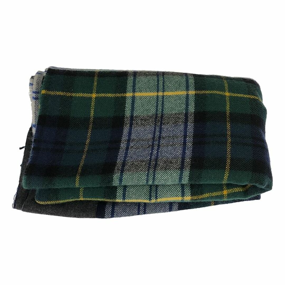 リアル 【美品】 COMME des GARCONS SHIRT / コムデギャルソンシャツ | × LOCHCARRON / ロキャロン フリンジ 大判マフラー ストール ケープ ポンチョ / ユニセックス | グリーン/ネイビー/ホワイト | メンズ 小物