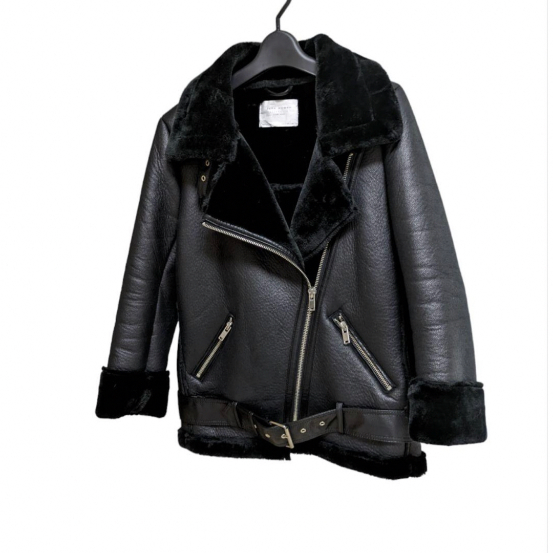 ZARA - 【ZARA】フェイクムートンライダース ボアジャケット ZARA - 【ZARA】フェイクムートンライダース ボアジャケット