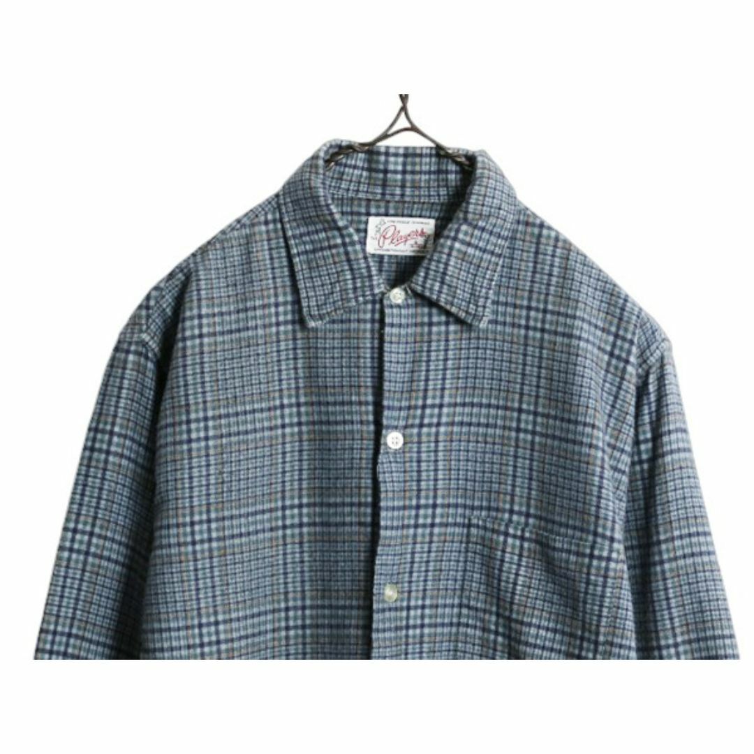 60s ☆ チェック プリント フランネル 長袖 シャツ メンズ S 60s ☆ チェック プリント フランネル 長袖 シャツ メンズ S