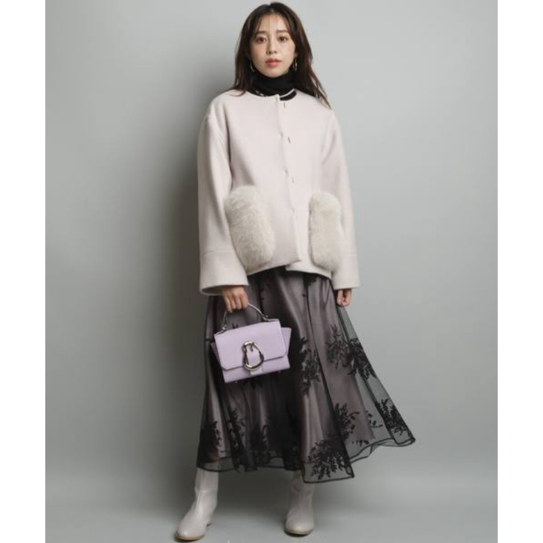 美品 24AW JUSGLITTY フラッフィーライダース ファーコート 完売品 JUSGLITTY - 美品♡ジャスグリッティー♡ポケットファーミディー