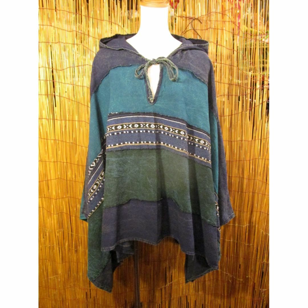 送料込み③新品＊男女兼用＊コットン素材＊ゲリ＆切り替えカラー＊ゆったり＊ポンチョ