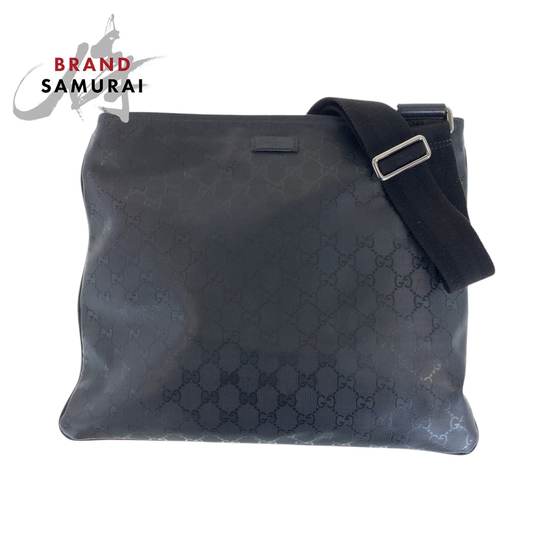 美品 GUCCI グッチ GGインプリメ ブラック 黒 シルバー金具 PVC 美品 GUCCI グッチ GGインプリメ ブラック 黒 シルバー金具 PVC