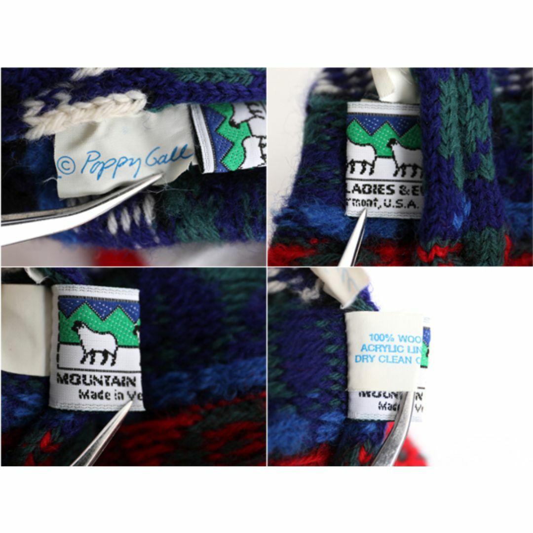 80s USA製 耳当て ボンボン付き ウール ニット キャップ 古着 80s USA製 耳当て ボンボン付き ウール ニット キャップ 古着