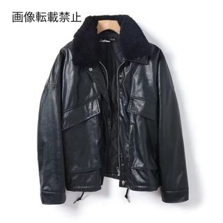 ☕️11月新作🌇15928◆ボア 襟 フェイクレザー コート(ライダースジャケット)