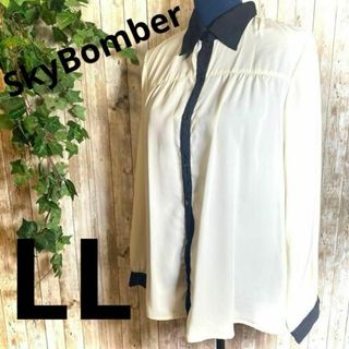 【SkyBomber】スカイボンバー ブラウス LL 長袖 シアーシャツ 美品(Tシャツ(長袖/七分))