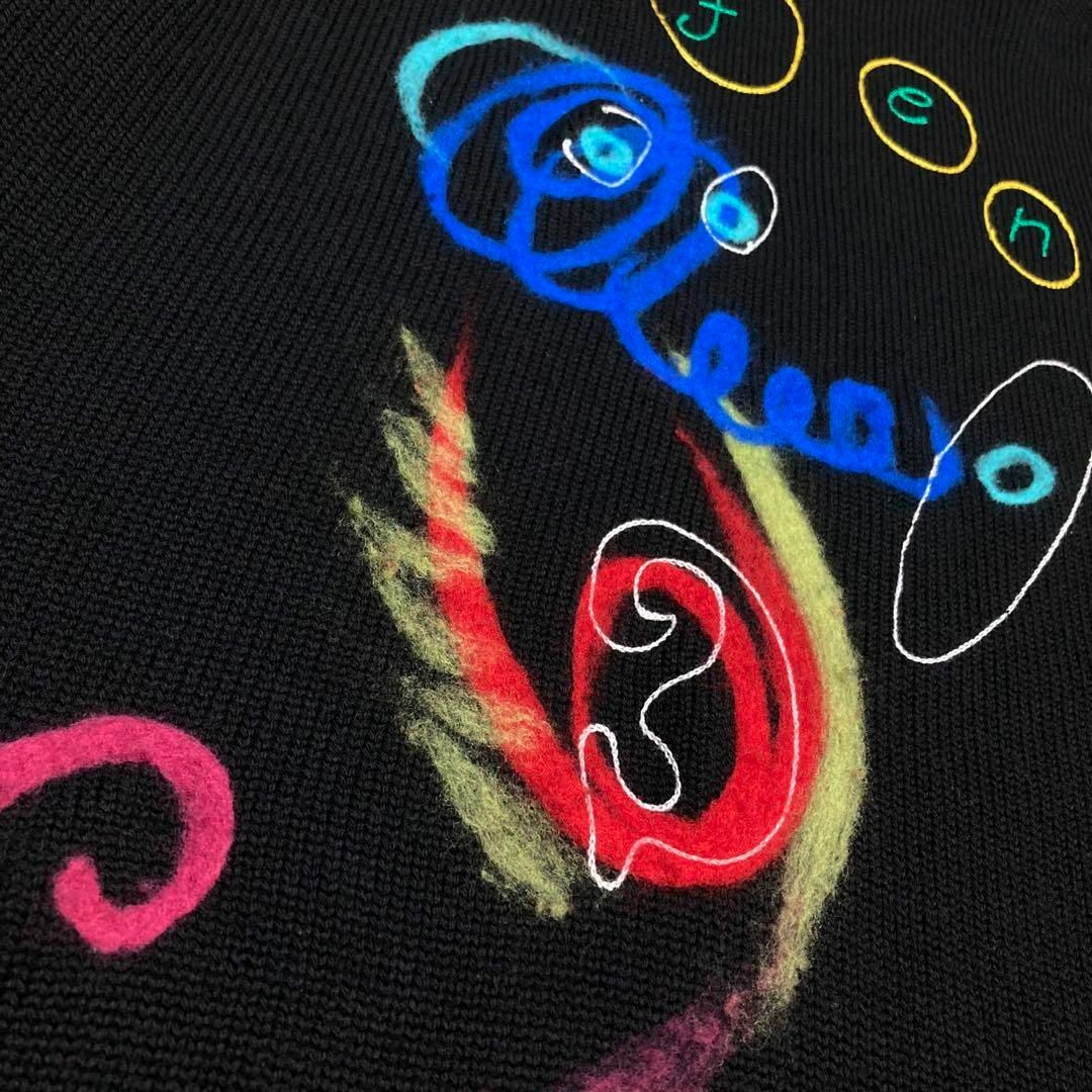 Lサイズ相当】FENDI フェンディ☆刺繍ロゴ ニット 黒 ブラック Lサイズ相当】FENDI フェンディ☆刺繍ロゴ ニット 黒 ブラック