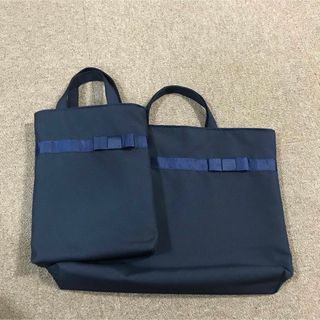 レッスンバッグ　上履き入れ　濃紺　お受験　女の子　セット(バッグ/レッスンバッグ)