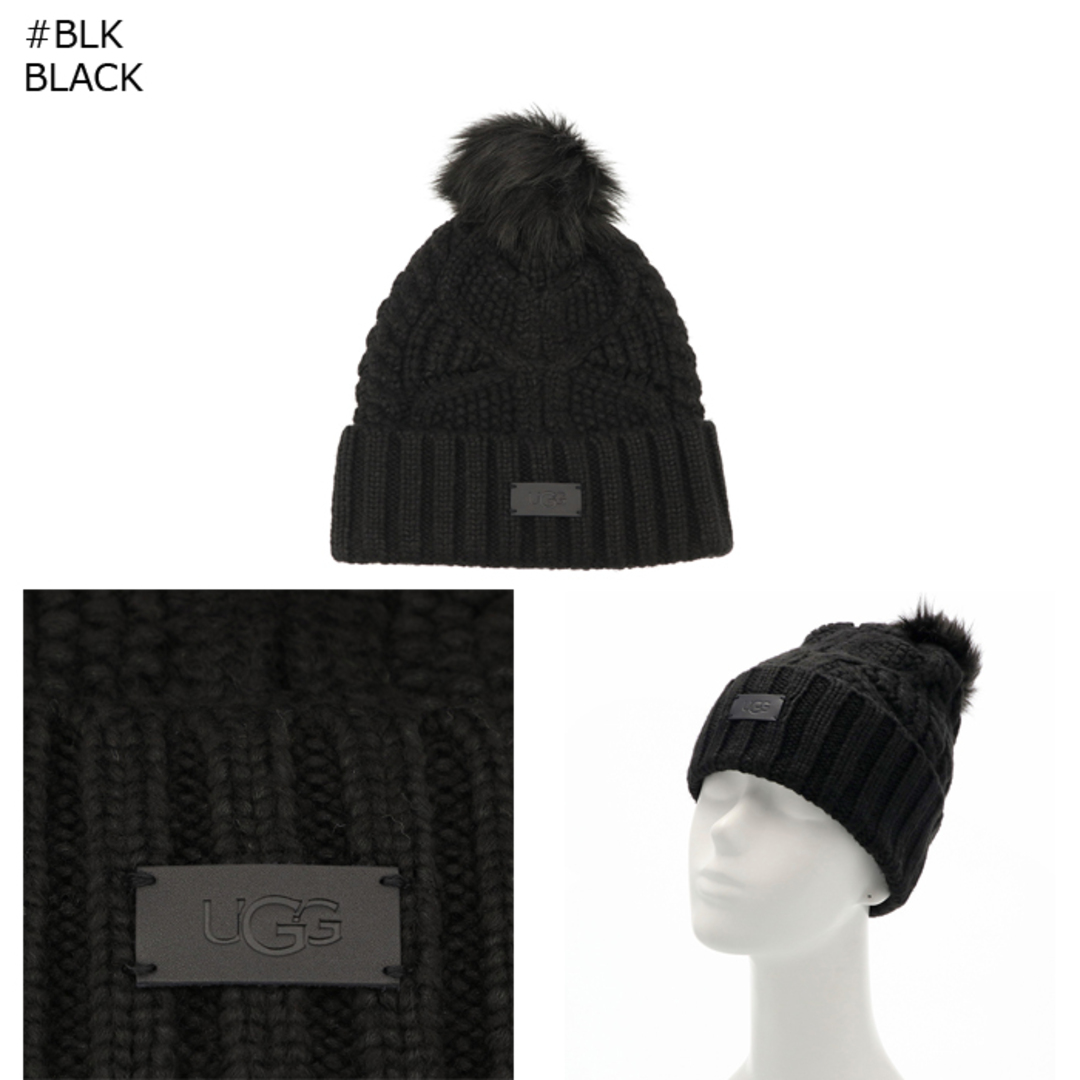 アグ UGG ニットキャップ W CABLE BEANIE WITH POM 帽子 ニット帽 ビーニー ウールブレンド ポンポン帽子 2024年秋冬新作 100819 BLK アグ UGG ニットキャップ W CABLE BEANIE WITH POM 帽子 ニット帽 ビーニー ウールブレンド ポンポン帽子 2024年秋冬新作 100819 BLK