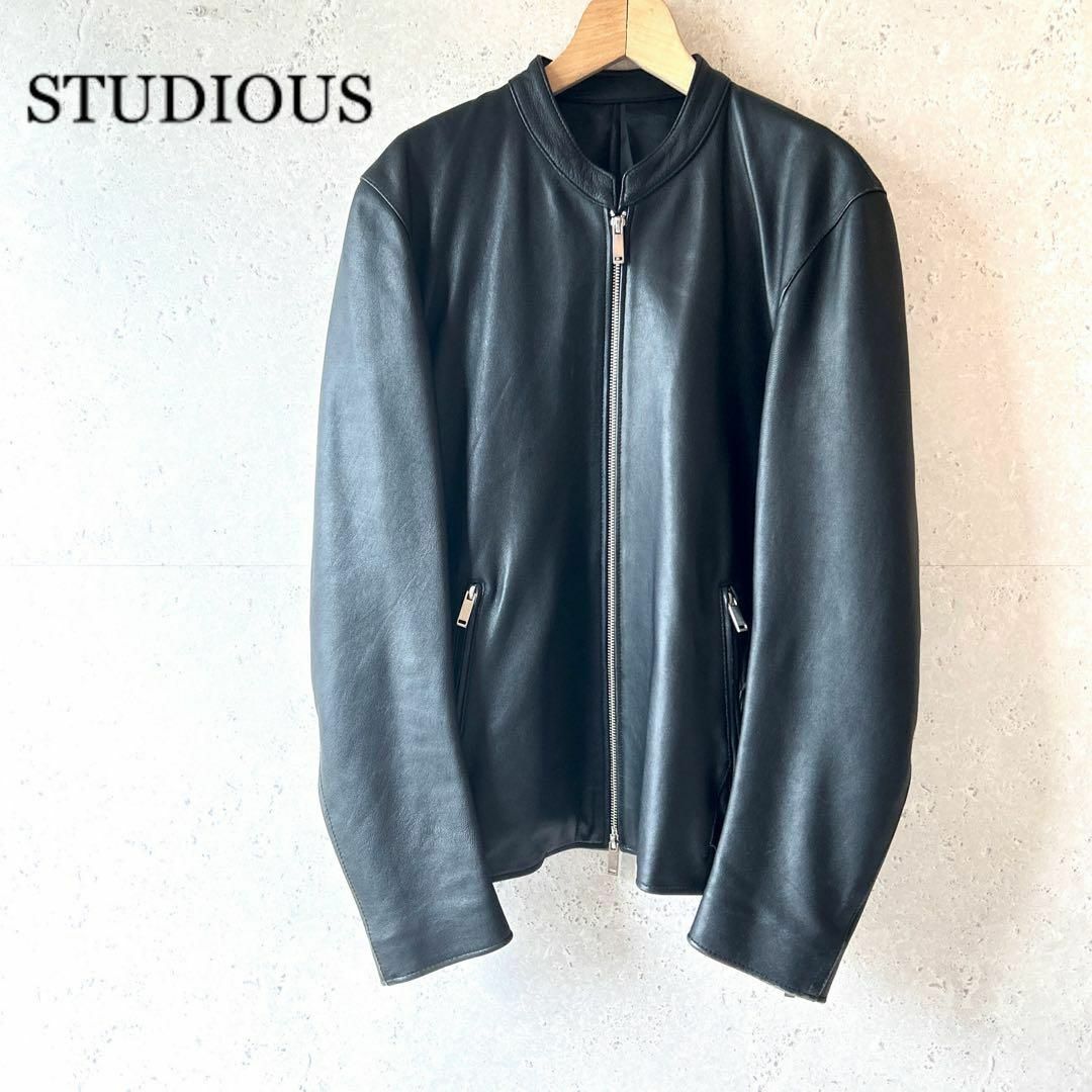 STUDIOUS シングルライダース ノーカラー レザージャケット 羊革 3 STUDIOUS シングルライダース ノーカラー レザージャケット 羊革 3