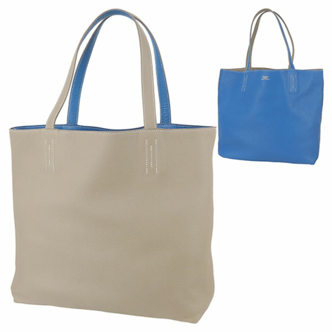 HERMES - エルメス バッグ レディース メンズ トートバッグ ドゥブルセンス 45 トリヨンクレマンス トゥルティエールグレー ミコノス 新品同様 h-g920