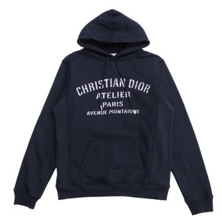 ディオール(Dior)の■美品■2020AW■Dior ディオール パーカー サイズS アトリエ ロゴ プリント フーディー ネイビー イタリア製 ブランド古着【中古】20241121/RA2205(パーカー)