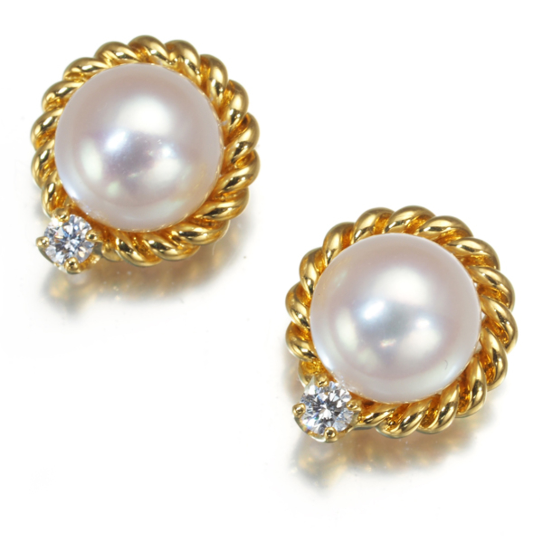 MIKIMOTO - ミキモト ピアス パール 真珠 6.2mm ダイヤ MIKIMOTO - ミキモト ピアス パール 真珠 6.2mm ダイヤ