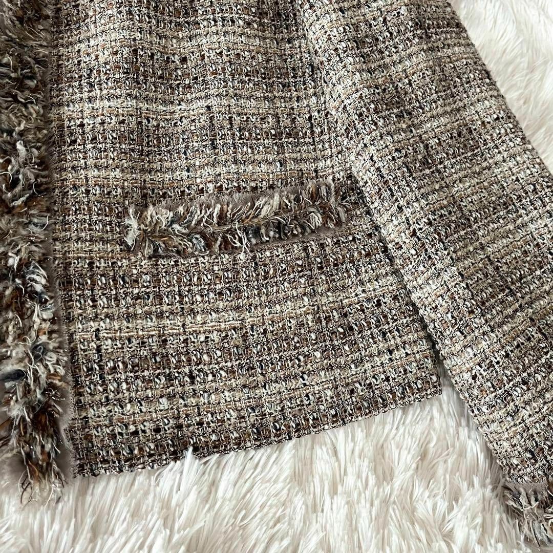 美品 23区 ノーカラー ツイードジャケット 大きいサイズ46 美品 23区 ノーカラー ツイードジャケット 大きいサイズ46