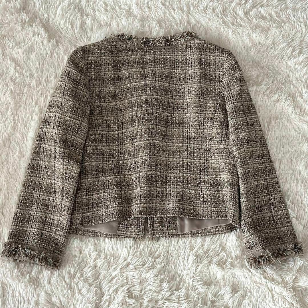 美品 23区 ノーカラー ツイードジャケット 大きいサイズ46 美品 23区 ノーカラー ツイードジャケット 大きいサイズ46