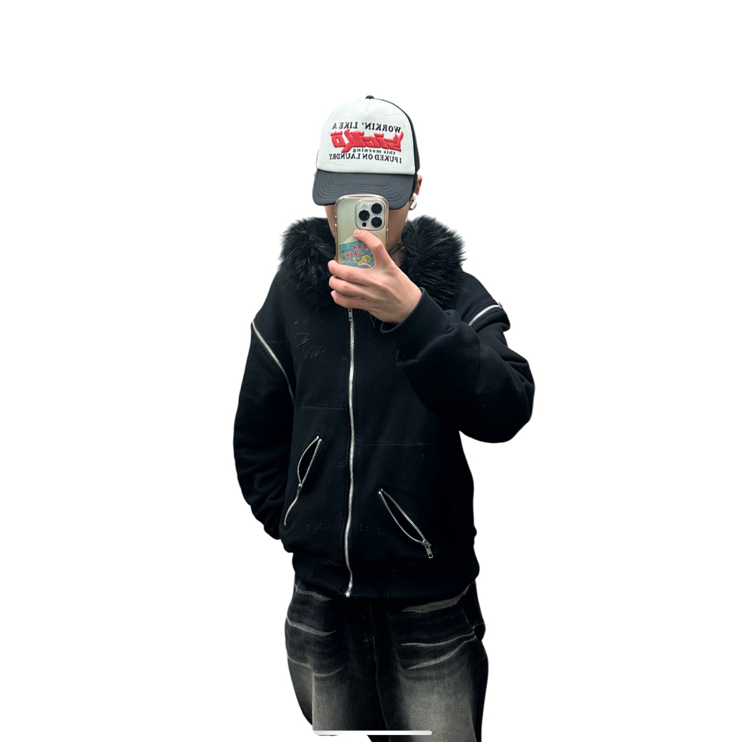 cozy worldwide FAUX FUR HOODZIP BLACKの通販 by 煮込みうどん cozy worldwide FAUX FUR HOODZIP BLACKの通販 by 煮込みうどん