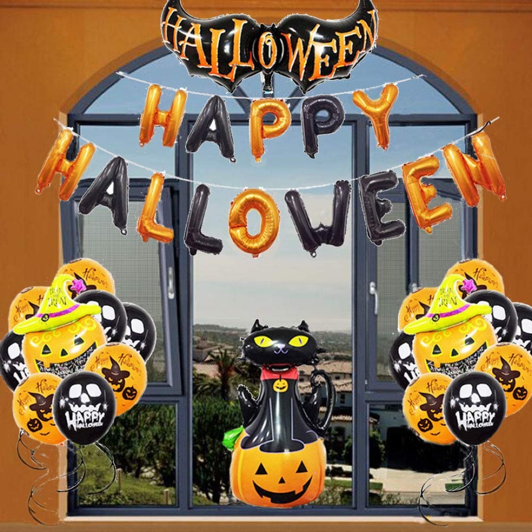 送料無料✨ハロウィン飾り 風船 ガーランド 黒猫 カボチャ 黒い翼 バルーン インテリア/住まい/日用品のインテリア/住まい/日用品 その他(その他)の商品写真