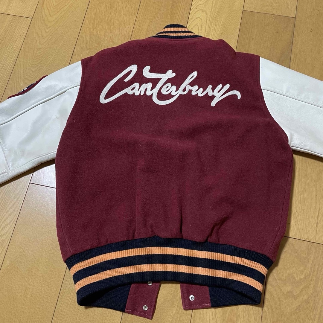カンタベリー 袖革 スタジャン エンジx白の通販 by ひで's shop カンタベリー 袖革 スタジャン エンジx白の通販 by ひで's shop