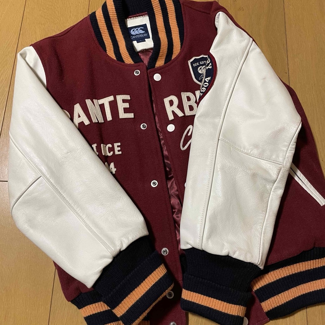 カンタベリー 袖革 スタジャン エンジx白の通販 by ひで's shop カンタベリー 袖革 スタジャン エンジx白の通販 by ひで's shop