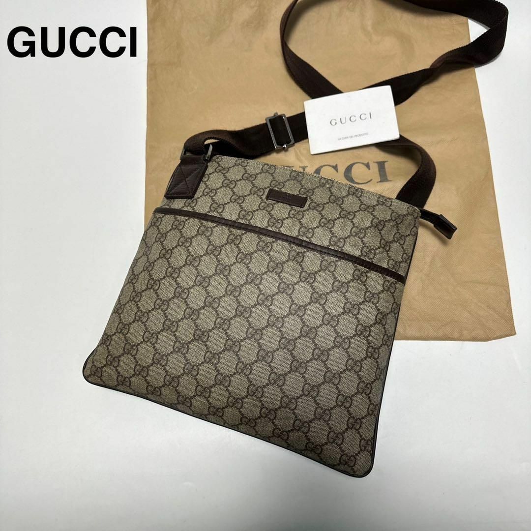 g65【美品】グッチ GGスプリーム PVC レザー 革ロゴ ショルダー g65【美品】グッチ GGスプリーム PVC レザー 革ロゴ ショルダー