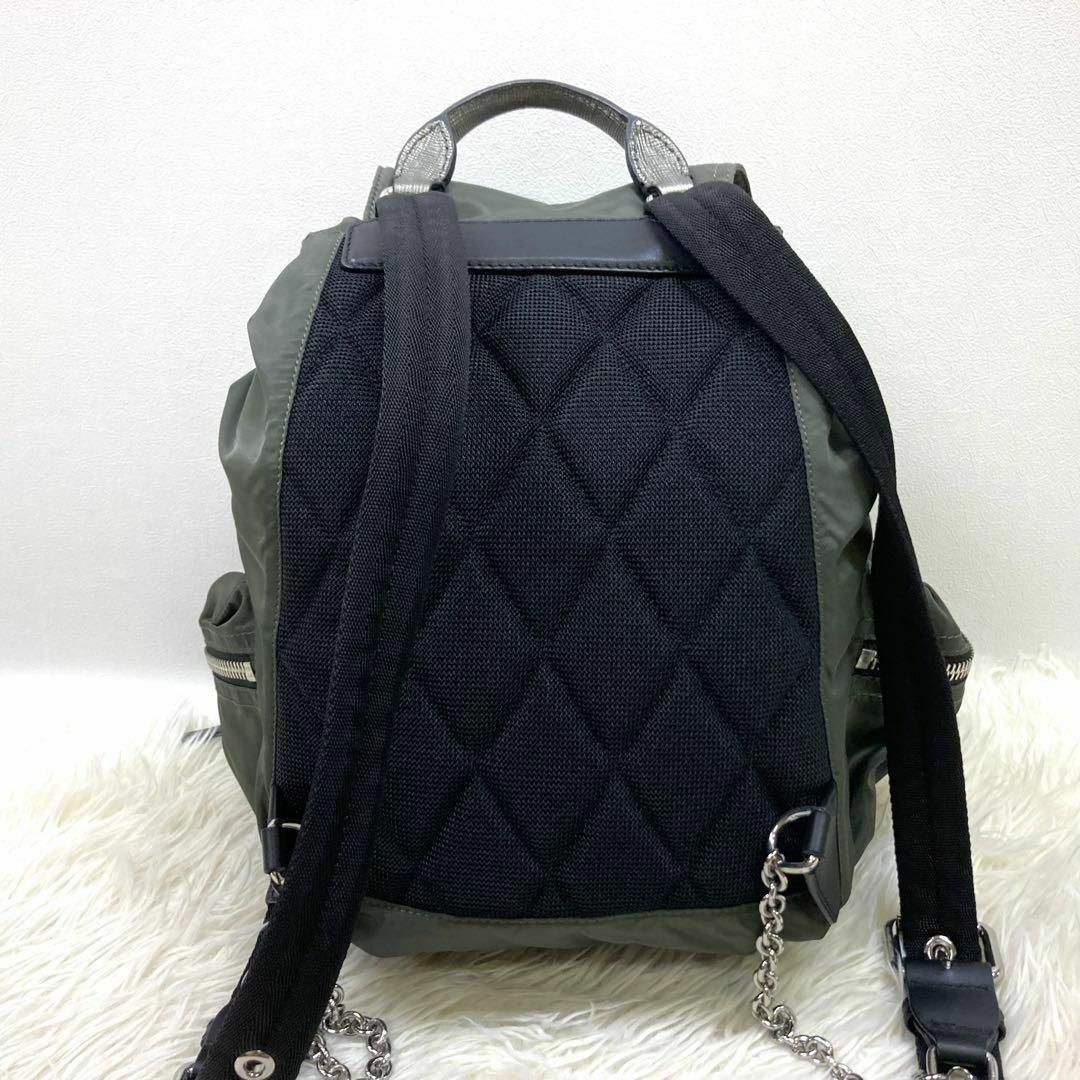 BURBERRY - 美品✨ バーバリー リュック ナイロン レザー カーキ BURBERRY - 美品✨ バーバリー リュック ナイロン レザー カーキ