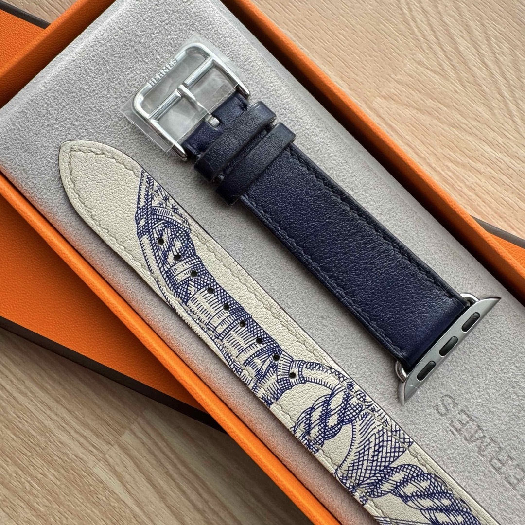 Apple - 2111 Apple Watch エルメス ブルー ロープ柄 二重 Apple - 2111 Apple Watch エルメス ブルー ロープ柄 二重